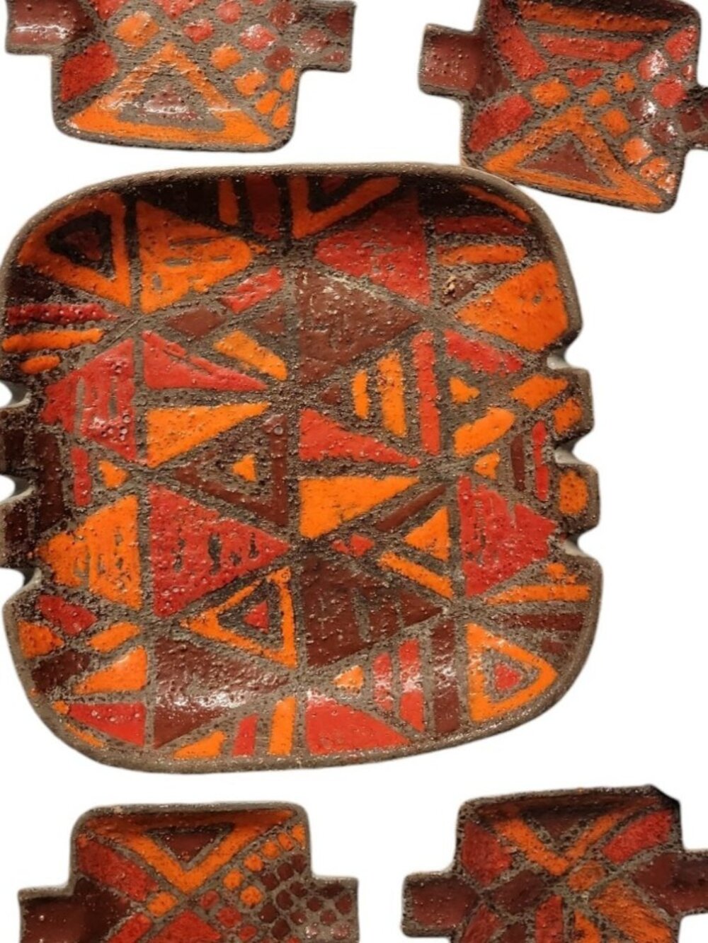 Vtg 1960s Alvino Bagni for Raymor Italian Art Pottery 5-Piece Ashtray Set Lava G